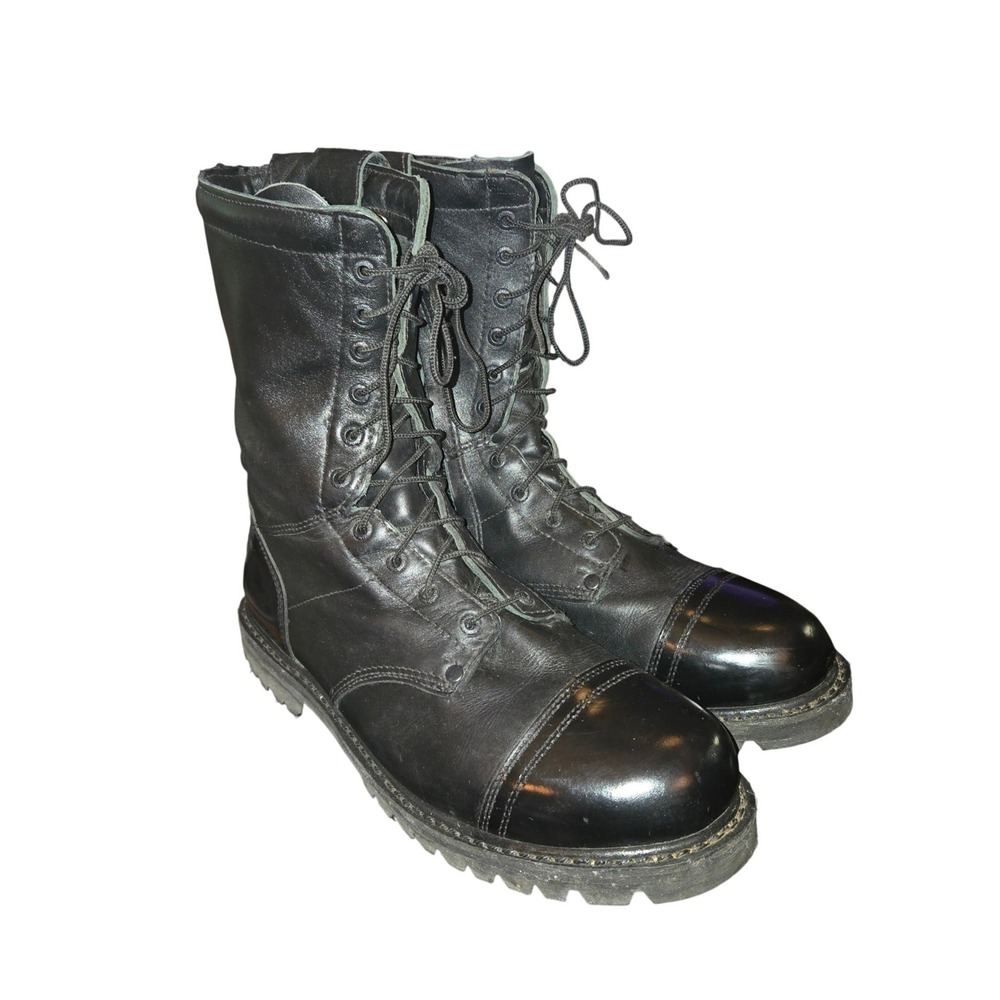 Rocky Military Jump Boots Mens 12 Black Leather Paraboot 10" Side Zipper 2090